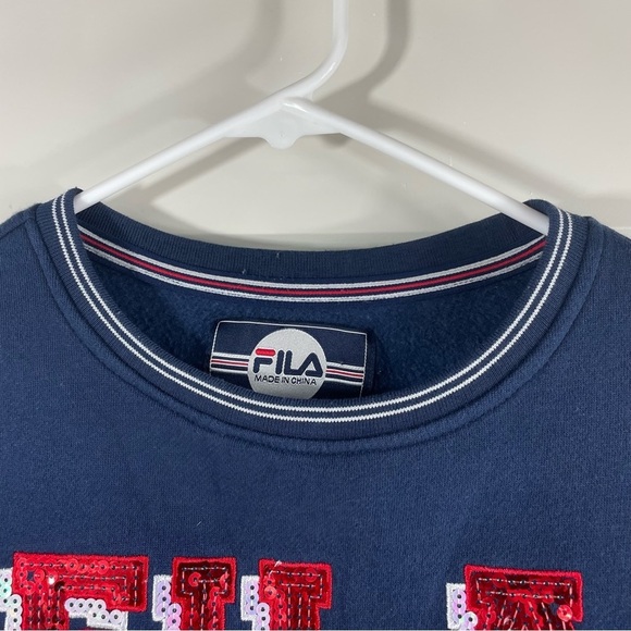 FILA GIRL SWEATSHIRT NAVY BLUE SEQUINS SIZE L - Picture 4 of 10